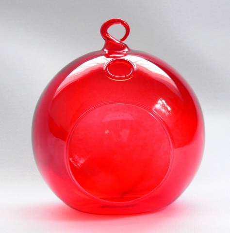 Hanging Red Glass Candle Holder- Ball Bulk Buy- Outdoor or Indoor